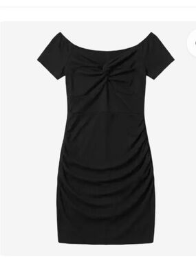 Black Off-Shoulder Ruched Bodycon Dress